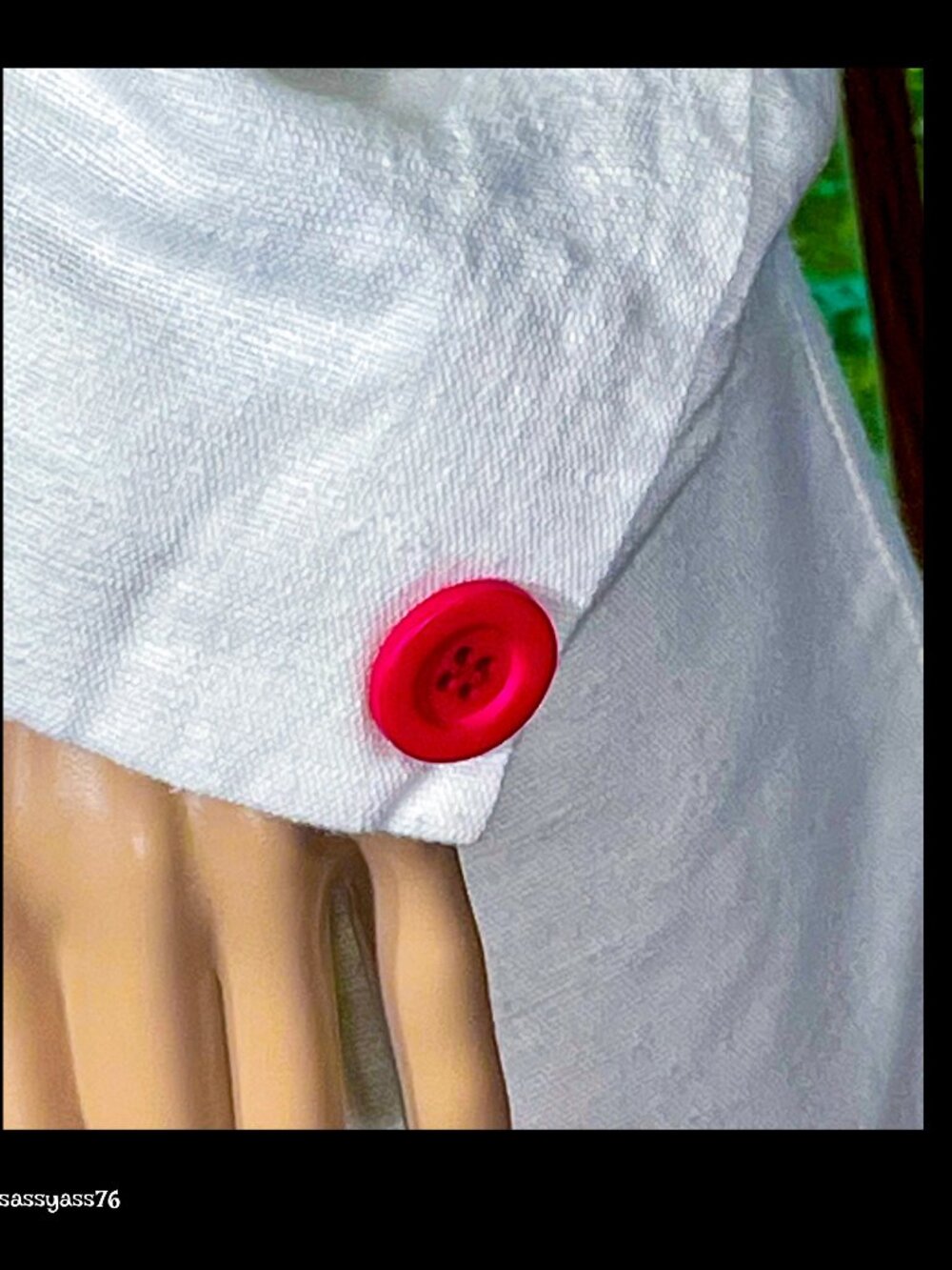 ▪️VTG▪️HARVE BENARD by BENARD HOLTMAN▪️White Color Block Linen Blazer Jacket - Picture 6 of 10